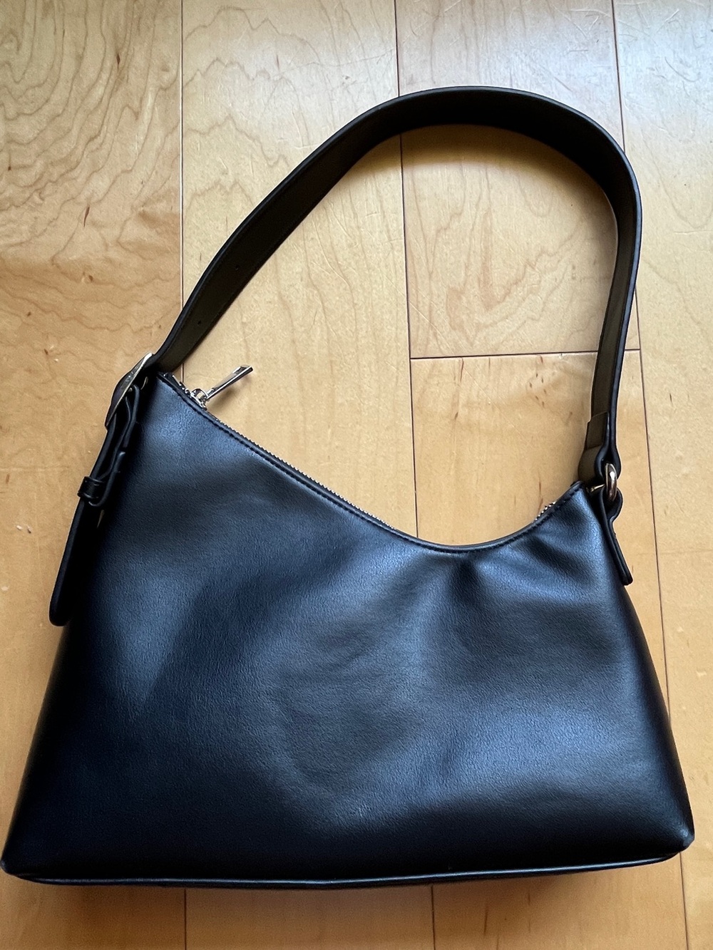 Street Level Black Shoulder Bag with Silver Hardware
